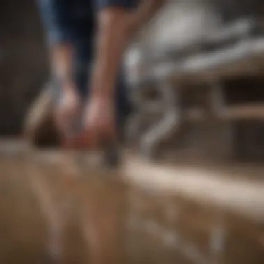 Focused plumber inspecting backed up plumbing