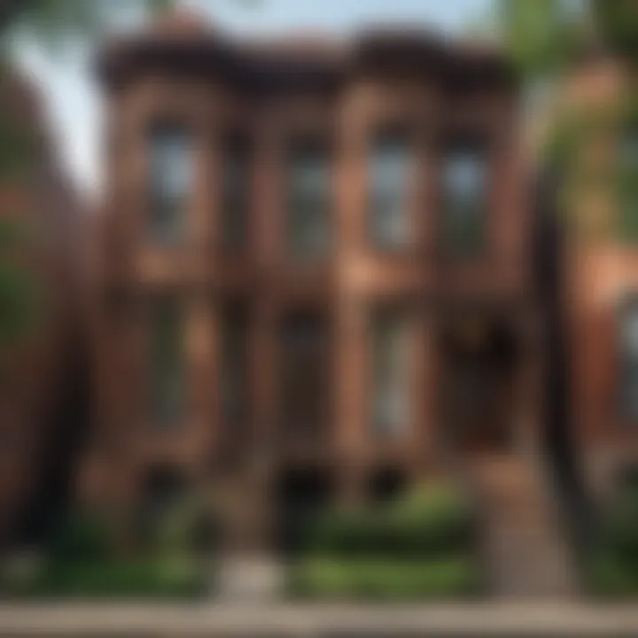 Historic brownstone houses in Chicago neighborhood