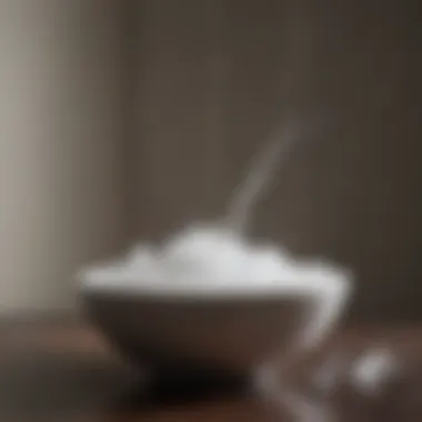 Effervescent Solution of Vinegar and Baking Soda Natural vinegar and baking soda mixture in a bowl