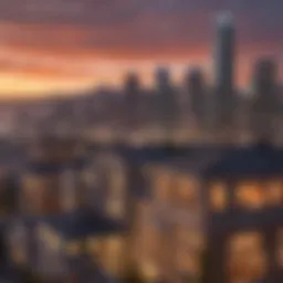 A panoramic view of the Bay Area skyline showcasing diverse architecture.