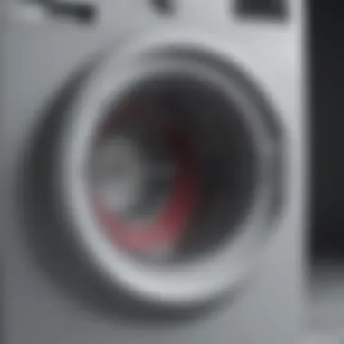 Interior view of a washing machine drum showcasing detergent residue.