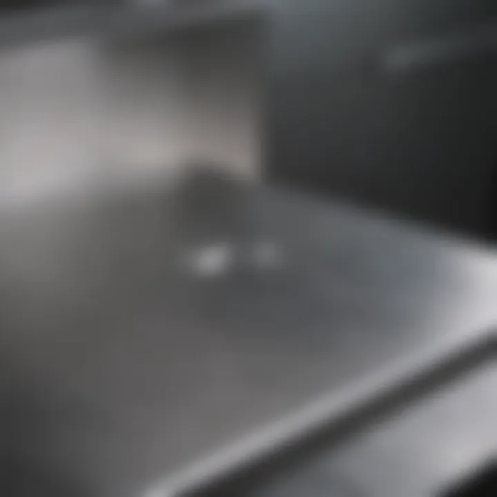Close-up of stainless steel surface showcasing cleaning technique