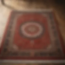 A beautifully patterned floor rug on a hardwood floor