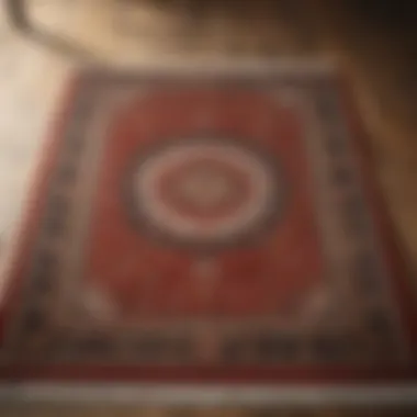 A beautifully patterned floor rug on a hardwood floor