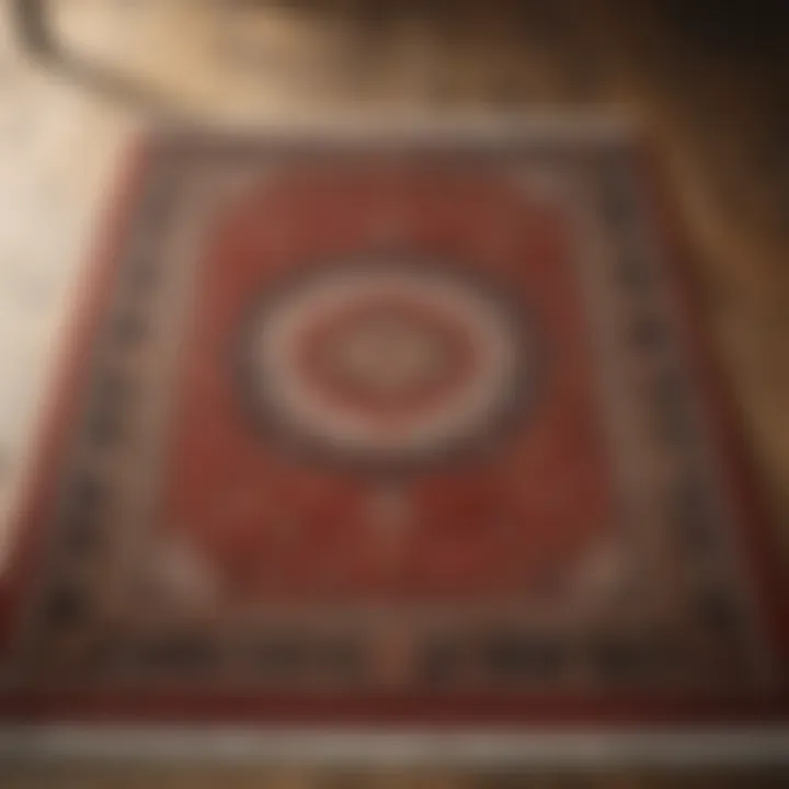 A beautifully patterned floor rug on a hardwood floor