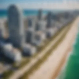 Aerial view of Miami Beach showcasing beachfront properties and vibrant urban life.
