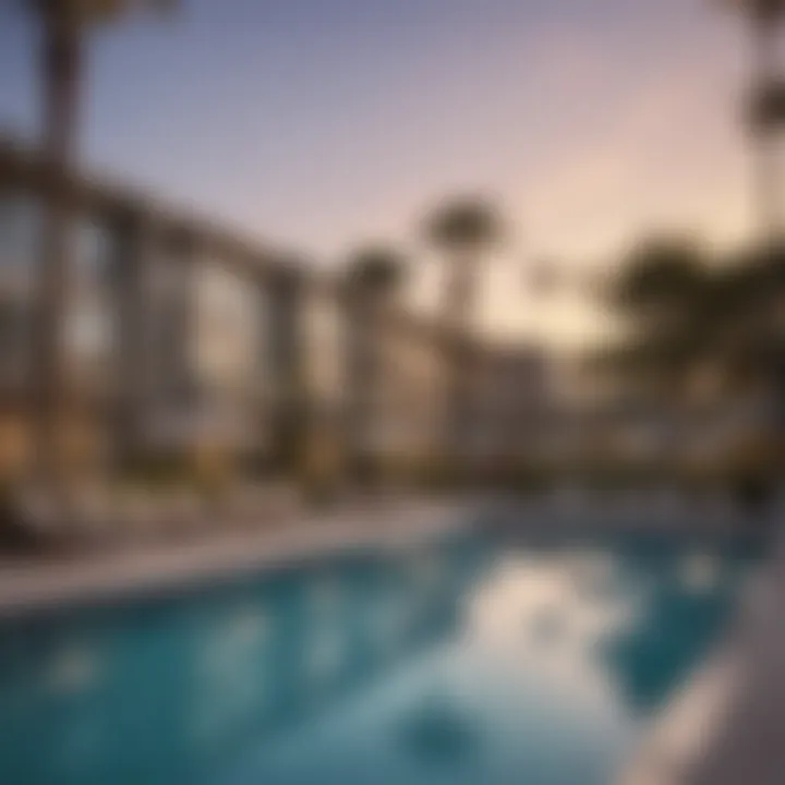 Community amenities including pool and lounge area at Jefferson Pacific Beach Apartments