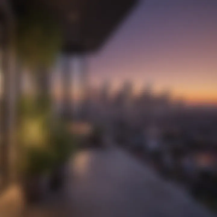 Los Angeles skyline view from a shared apartment balcony
