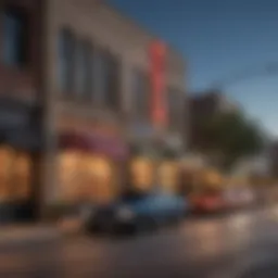 A vibrant street scene in downtown Austin showcasing local art and culture.