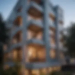 Architectural detail of Madison Hancock Park Apartments showcasing modern design