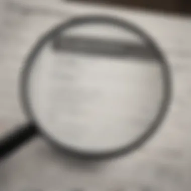 Detailed Credit Report Review Illustration of magnifying glass focusing on credit report details