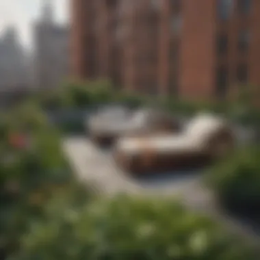 Tranquil Manhattan Rooftop Retreat Rooftop garden oasis in a Manhattan apartment building