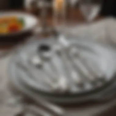 Detailed arrangement of silverware for a formal dinner