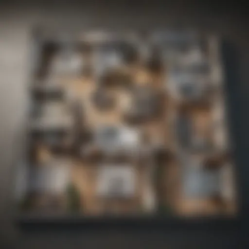 A measuring tape laid out on a floor plan