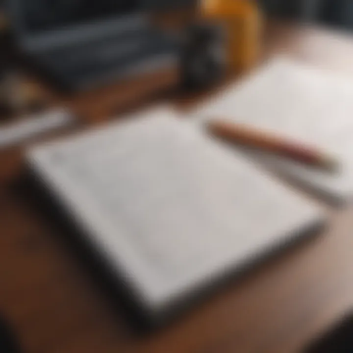 An open notebook with measurement notes and calculations