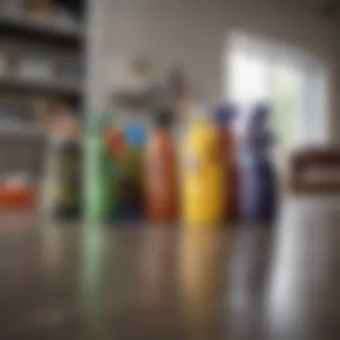 Organized Cleaning Supplies for a Thorough Clean Cleaning supplies arranged methodically for effective cleaning