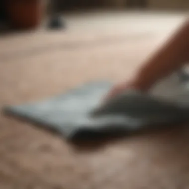 Microfiber cloth gently cleaning an area rug