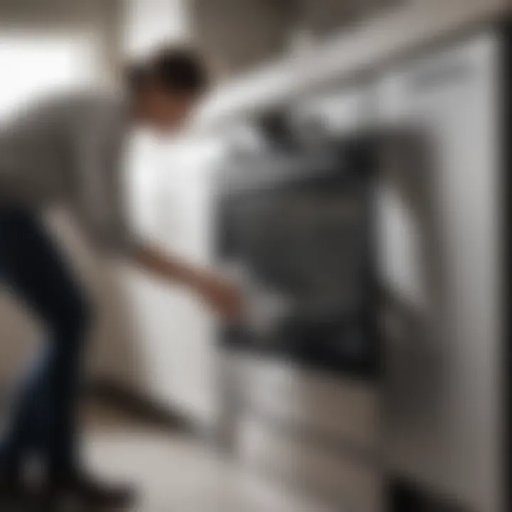 Person using a microfiber cloth on a stainless steel appliance