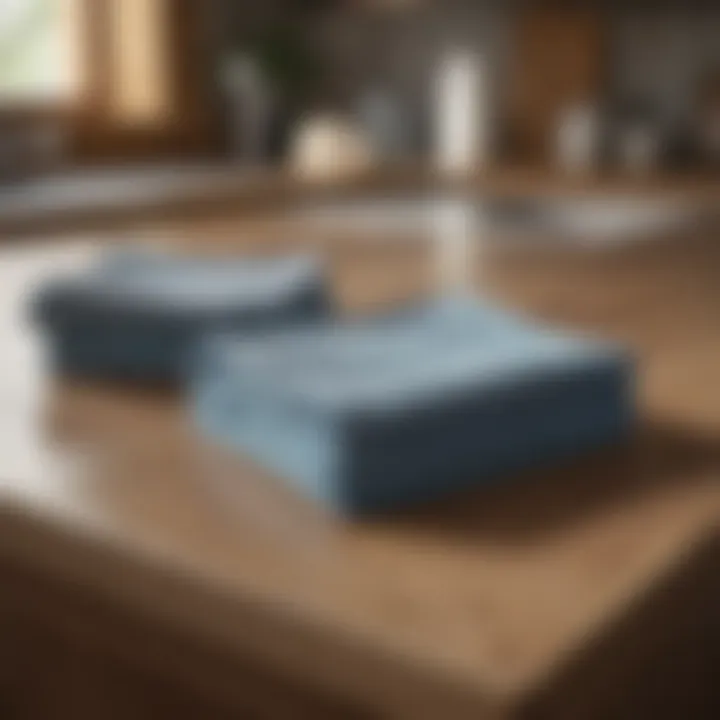 Microfiber cloths neatly folded on a countertop