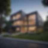 Modern luxury home exterior in the neighborhood