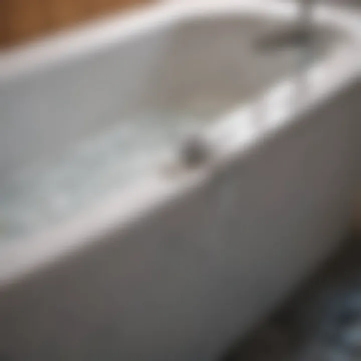 A close-up of a natural drain cleaner solution bubbling in a bathtub.