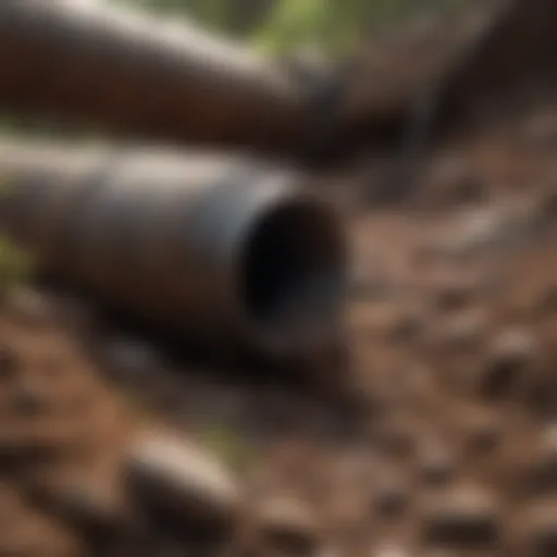 Illustration of a clogged pipe with debris