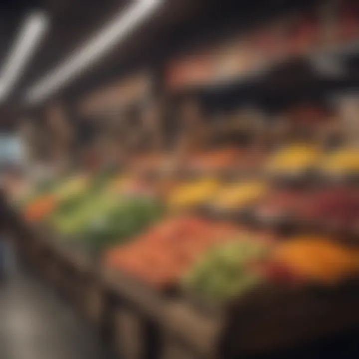 An inviting local market with fresh produce, emphasizing cost-effective food choices.