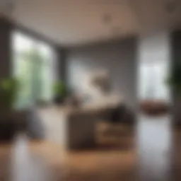 Interior view of a modern apartment leasing office