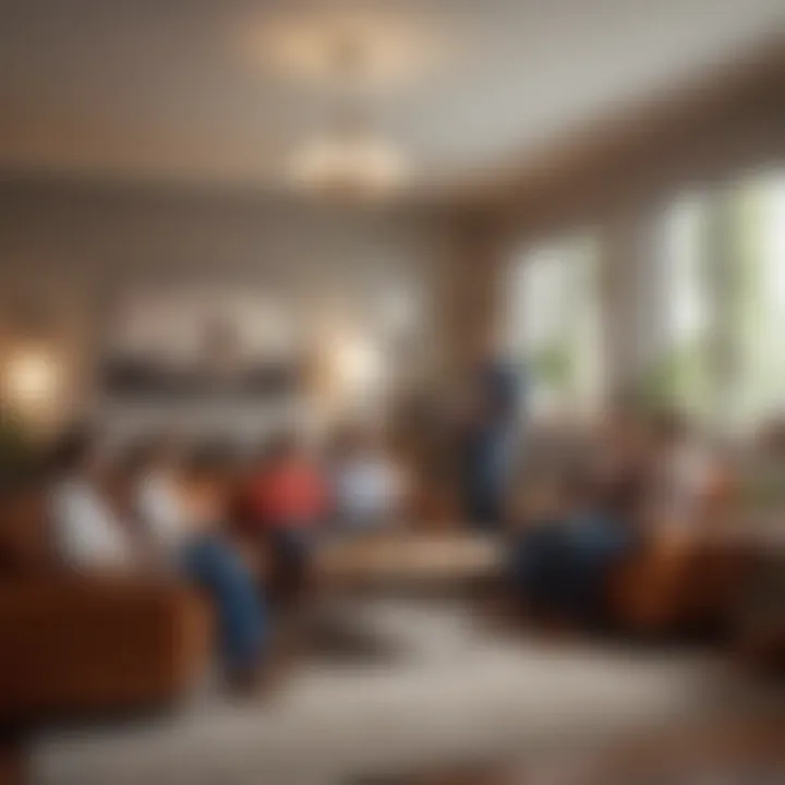 A diverse group of individuals engaging in a friendly discussion about room sharing arrangements.