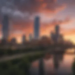 Vibrant Austin skyline at sunset