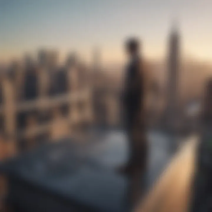 Superintendent enjoying skyline view from rooftop in NYC