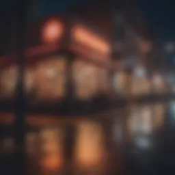 A vibrant street scene showcasing the nightlife in a popular Atlanta neighborhood