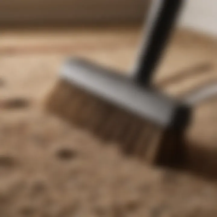 Professional rug cleaning brush removing dirt from a rug