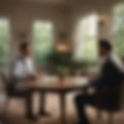 Elegant property manager discussing financial reports with homeowner