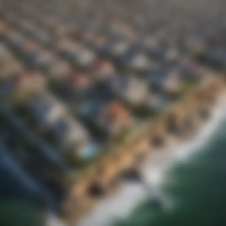 Aerial view of San Diego coastline highlighting rental properties