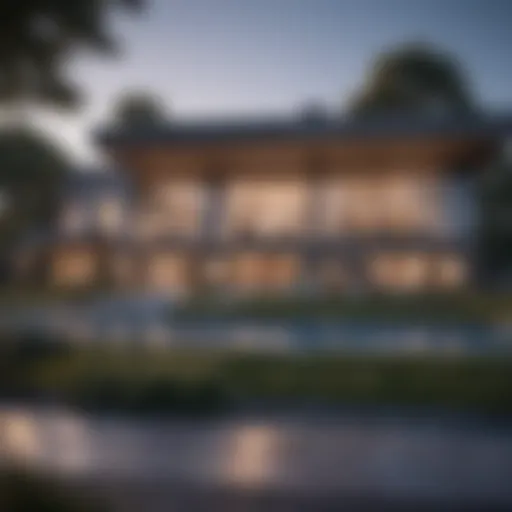 Modern house exterior with luxurious amenities