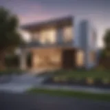Modern Home Exterior with For Rent Sign