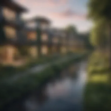 Eco-Friendly Residential Community Green residential area with sustainable living spaces