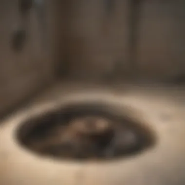 Visual representation of a clogged drain with debris