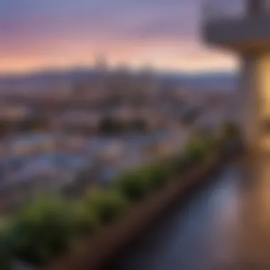 A panoramic view of the skyline from a Rincon Hill apartment balcony