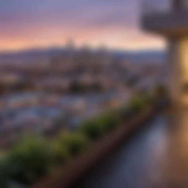 A panoramic view of the skyline from a Rincon Hill apartment balcony