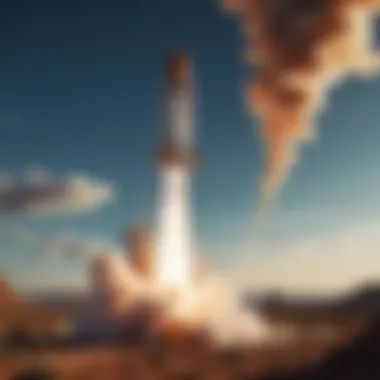 Conceptual image of a rocket launching into the financial success stratosphere