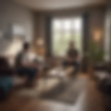 Discussing Rental Agreements Among Roommates Two individuals discussing rental agreements in a shared living space