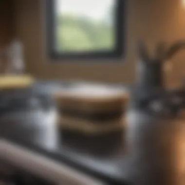 Powerful Scrubbing Brush at Work Scrubbing brush removing tough stains from stove top