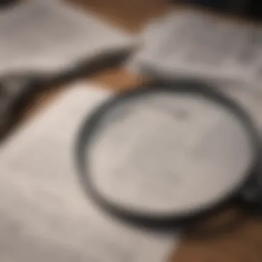 Analyzing Financial Documents Financial documents and magnifying glass