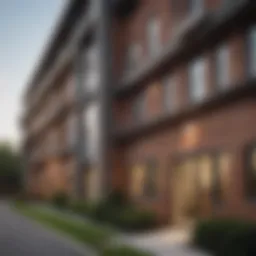 Exterior view of Shipley Park Apartments showcasing unique architecture