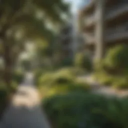 Stunning view of Tarrytown Green Apartments surrounded by lush greenery