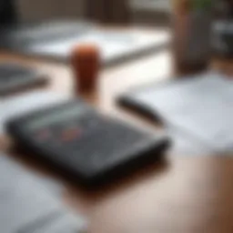 A calculator and tax documents on a desk