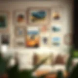 Gallery Wall Arrangement A beautifully arranged gallery wall showcasing diverse art pieces