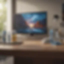 Essential cleaning materials for Samsung flat screen TVs laid out on a table